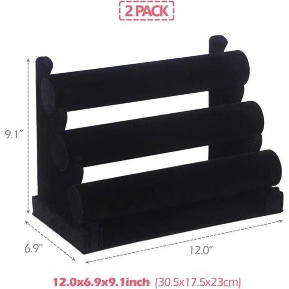 2Pack Velvet Bracelet Holder with 3Tier Rack, Jewelry Display Stand Watch Bangle - Picture 2 of 7